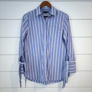 Banana Republic Parker Blue White Stripe Tie Cuff S Preppy Hamptons